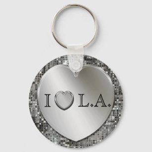 I Heart L.A. Silver Heart Keychain Schlüsselanhänger