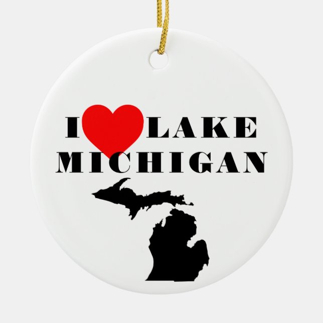 I heart Lake Michigan Great Lake Staaten Keramik Ornament (Vorne)