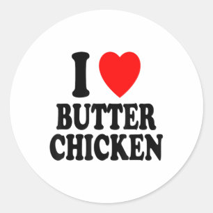 I Heart (Liebe) Butter Chicken Indian Food Murgh M Runder Aufkleber