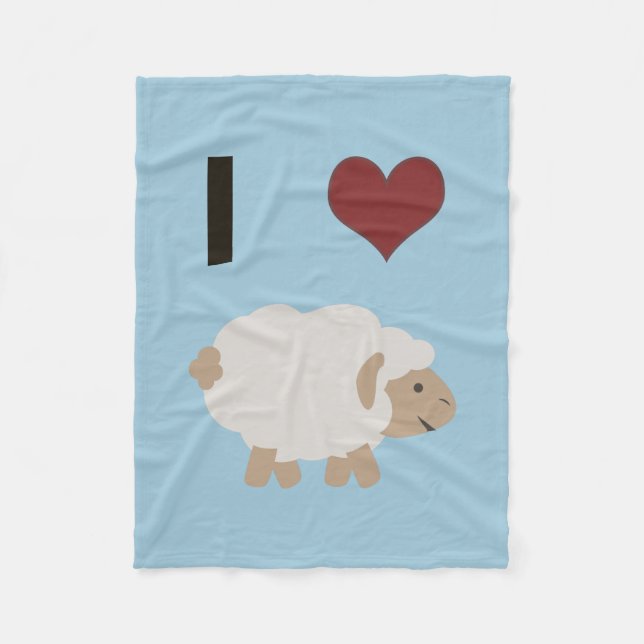 I heart (Liebe) Ewe (Sie) Fleecedecke (Vorderseite)