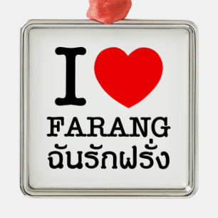 I Heart (Liebe) Farang Silbernes Ornament