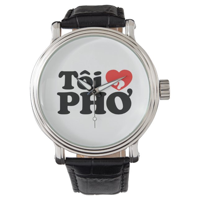 I Heart (Liebe Pho (Tôi PHỞ) vietnamesische Sprach Armbanduhr (Vorderseite)