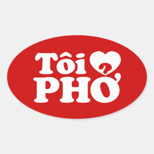 I Heart (Liebe Pho (Tôi PHỞ) vietnamesische Sprach Ovaler Aufkleber