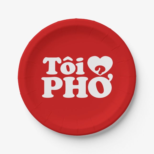 I Heart (Liebe Pho (Tôi PHỞ) vietnamesische Sprach Pappteller (Vorderseite)