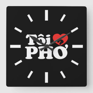 I Heart (Liebe Pho (Tôi PHỞ) vietnamesische Sprach Quadratische Wanduhr