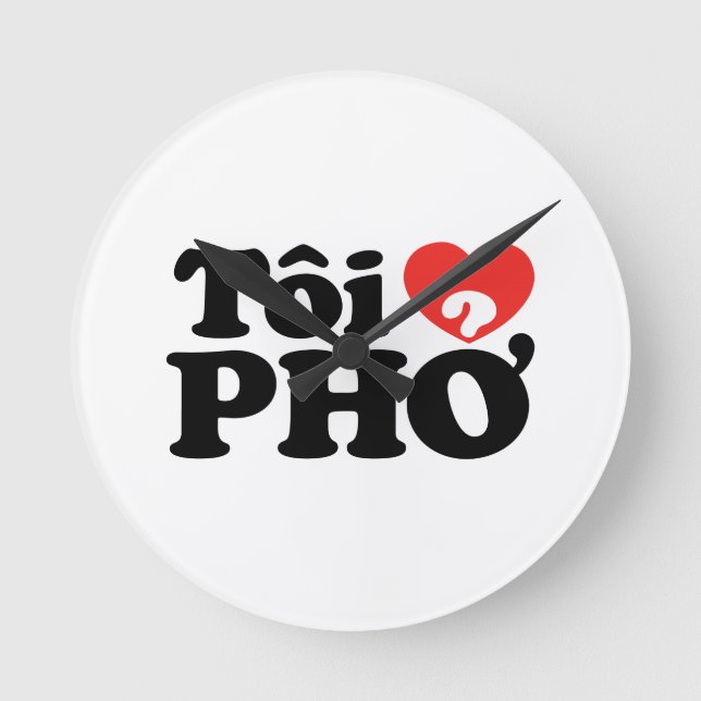I Heart (Liebe Pho (Tôi PHỞ) vietnamesische Sprach Runde Wanduhr (Vorderseite)