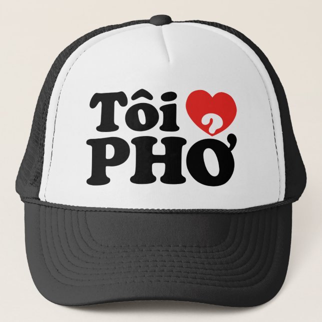 I Heart (Liebe Pho (Tôi PHỞ) vietnamesische Sprach Truckerkappe (Vorderseite)