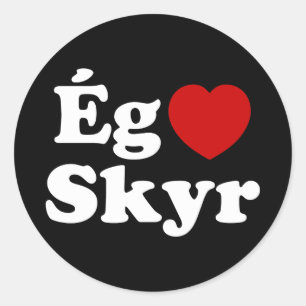 I Heart (Liebe) Skyr [Ég Elska Skyr] Isländisch Runder Aufkleber