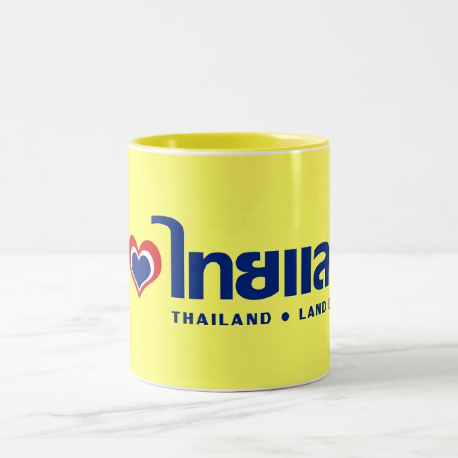 I Heart (Liebe) Thailand Thai Sprachskript Zweifarbige Tasse (Mittel)