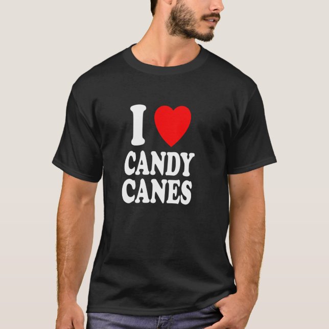 I Heart Love Candy Canes Winter Peppermint Christm T-Shirt (Vorderseite)