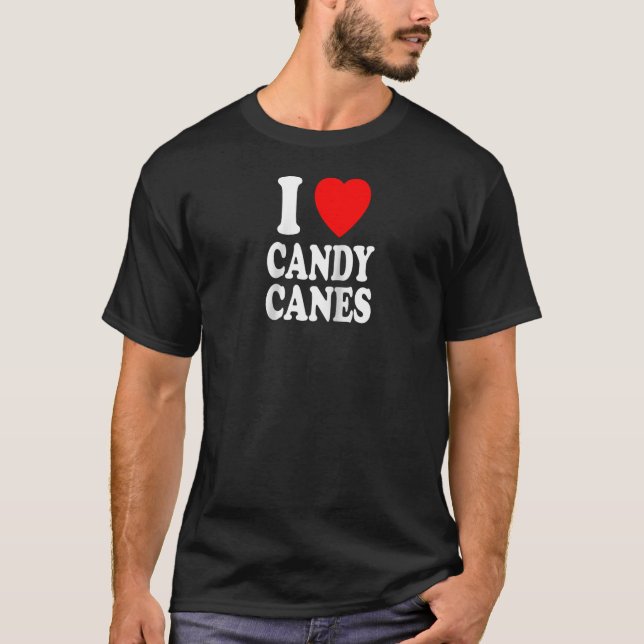 I Heart Love Candy Canes Winter Peppermint Christm T-Shirt (Vorderseite)