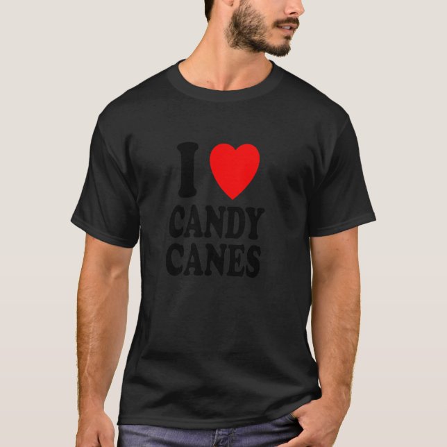 I Heart Love Candy Canes Winter Peppermint Christm T-Shirt (Vorderseite)