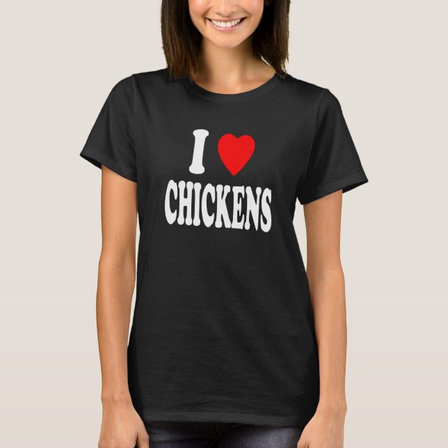 I Heart (Love) Chickens Farm Country Southern Prem T-Shirt (Vorderseite)