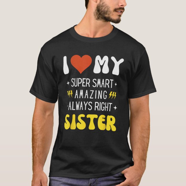 I Heart Love My SISTER Funny Family Matching Retro T-Shirt (Vorderseite)
