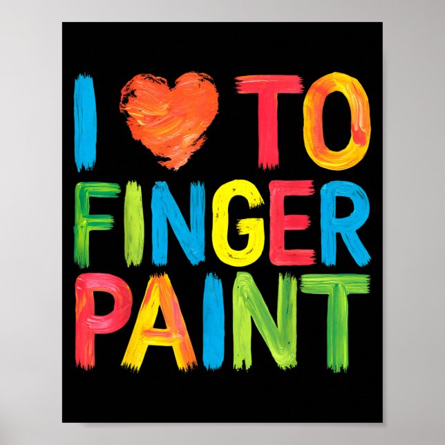 I Heart Love To Finger Paint Cute Couple Valentine Poster (Vorne)