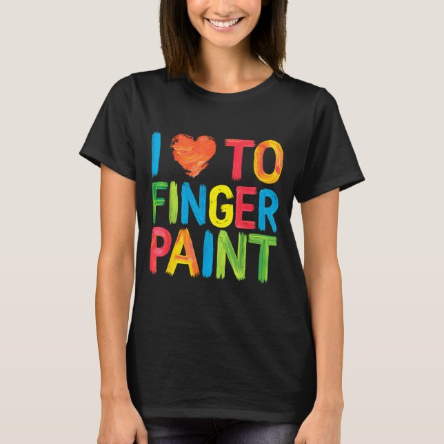 I Heart Love To Finger Paint Cute Couple Valentine T-Shirt (Vorderseite)