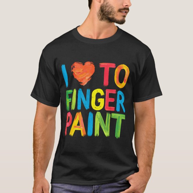 I Heart Love To Finger Paint Cute Couple Valentine T-Shirt (Vorderseite)