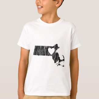 I Heart Massachusetts Grunge Kontur Staat Liebe T-Shirt