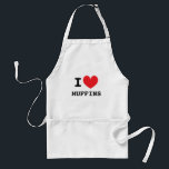 I heart Muffins Schürze Küche für Frühstückszeit<br><div class="desc">Ich möchte Muffins Schürze für das Frühstück. Kurze und lange Schürze zum Kochen für Damen und Herren. Personalisieren Sie das Vorlagendesign für die Liebe. Auch in anderen Farben erhältlich. Ideal für Koch. Schürze zum Kochen und Backen. Ich bin Muffins.</div>