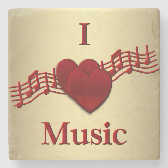 I Heart Music Steinuntersetzer (Vorderseite)