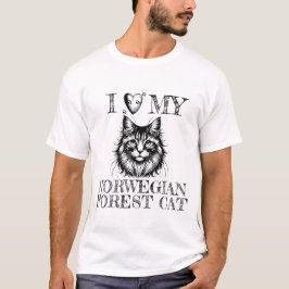 I Heart My Norwegian Forest Cat Pawprints Black T-Shirt