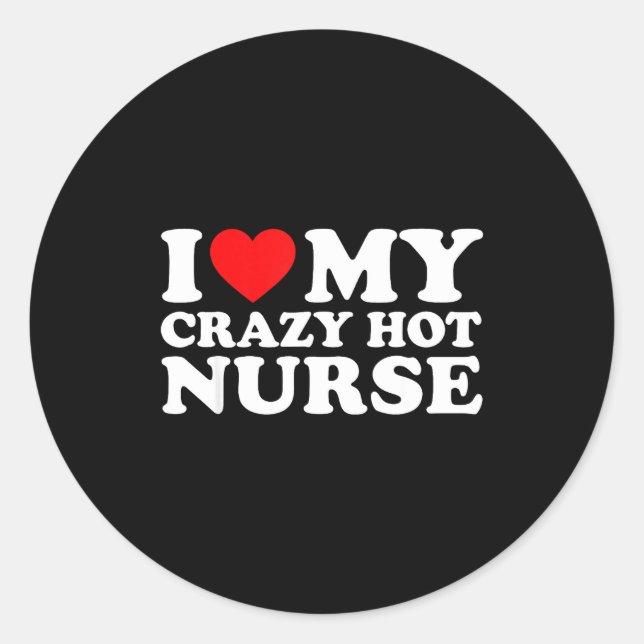 I Heart My Nurse Husband Wife Funny Matching Coupl Runder Aufkleber (Vorderseite)