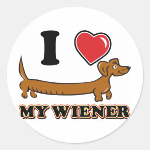 I-HEART-MY-WEINER RUNDER AUFKLEBER