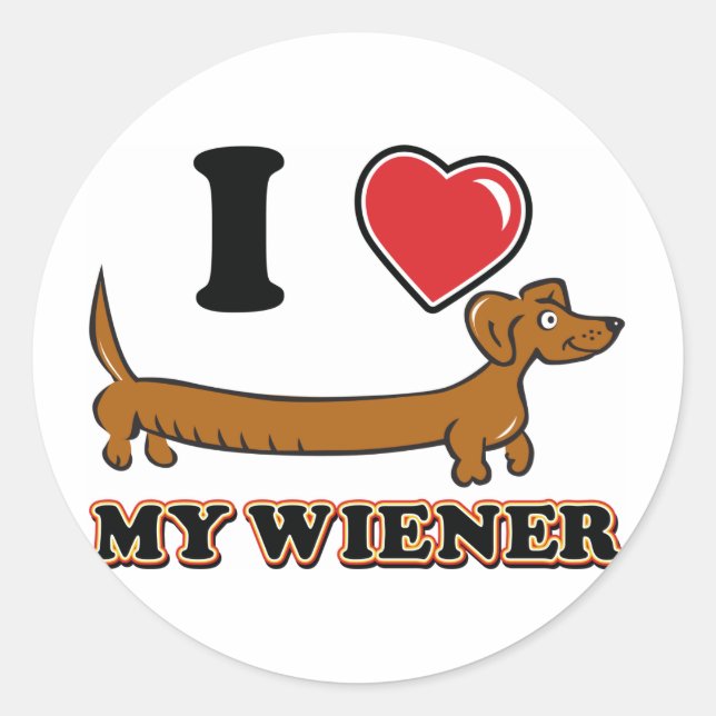I-HEART-MY-WEINER RUNDER AUFKLEBER (Vorderseite)