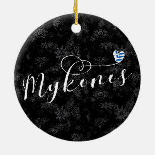 I Heart Mykonos, Griechenland Keramik Ornament