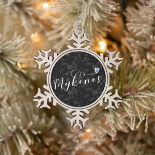 I Heart Mykonos, Griechenland Schneeflocken Zinn-Ornament