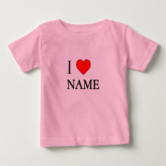 I heart name (customisable) baby t-shirt (Vorderseite)