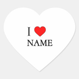 I heart name (customisable) Herz-Aufkleber