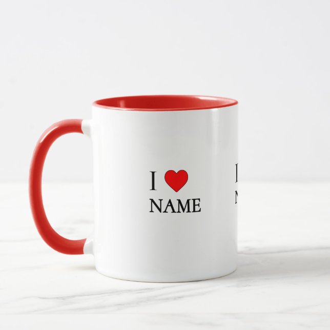 I heart name (customisable) tasse (Links)