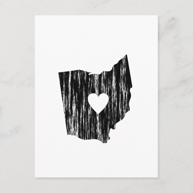 I Heart Ohio Grunge Worn Kontur Staat Liebe Postkarte (Vorderseite)
