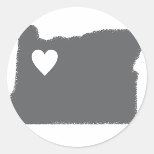 I Heart Oregon Grunge Look Kontur Staat Liebe Runder Aufkleber