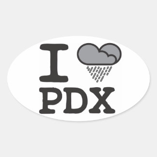 I Heart PDX - Heart Shaped Rain Cloud Ovaler Aufkleber