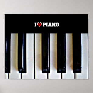 I heart Piano mit Klaviertasten Poster
