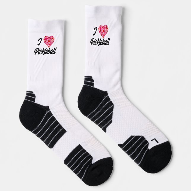 I Heart Pickleball Pink and Red Pickleballs Heart Socken (Rechts)