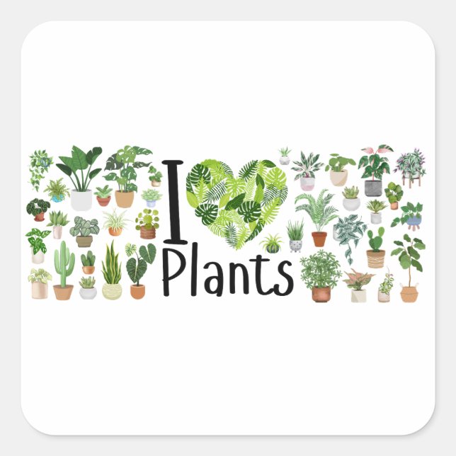 I Heart Plants Sticker (Vorderseite)