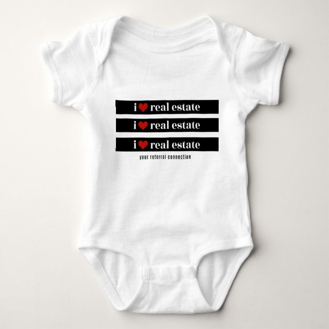 "I Heart Real Anwesen" Baby Onsie Baby Strampler (Vorderseite)