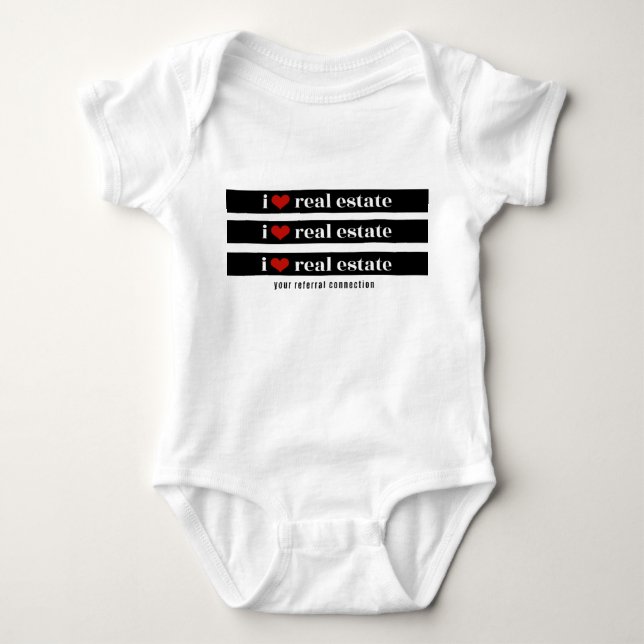 "I Heart Real Anwesen" Baby Onsie Strampler (Vorderseite)