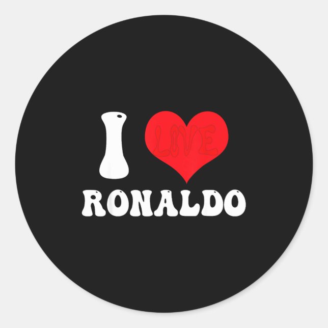 I Heart Ronaldos First Name Groovy D Valentines  Runder Aufkleber (Vorderseite)