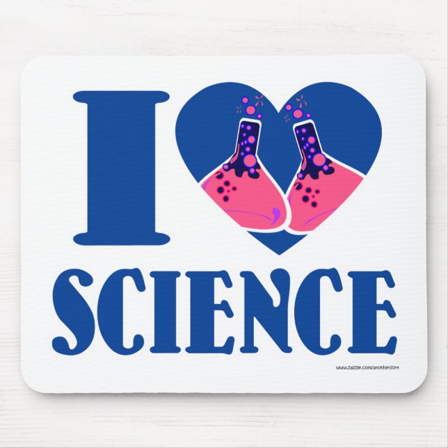 I Heart Science Heart Cartoon Mousepad (Vorne)