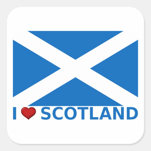 I Heart Scotland Quadratischer Aufkleber (Vorderseite)