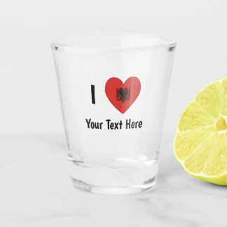 I (Heart Shaped Albanian Flag) Your Text Schnapsglas