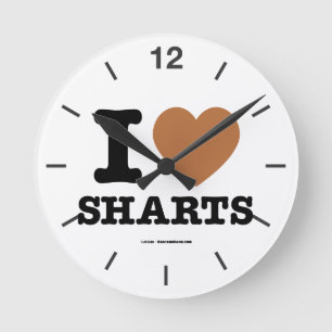 I Heart Sharts Runde Wanduhr