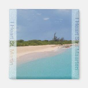 I Heart Sint Maarten - St. Martin Beach Scene Magnet