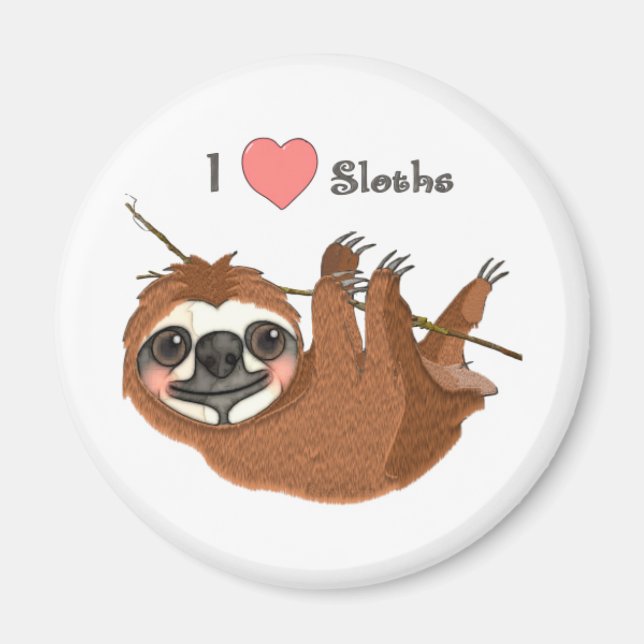 I Heart Sloths Baby Animal Magnet (Vorne)