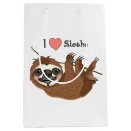 I Heart Sloths Baby Animal Mittlere Geschenktüte