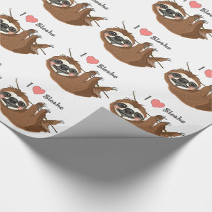 I Heart Sloths Baby Animals Geschenkpapier